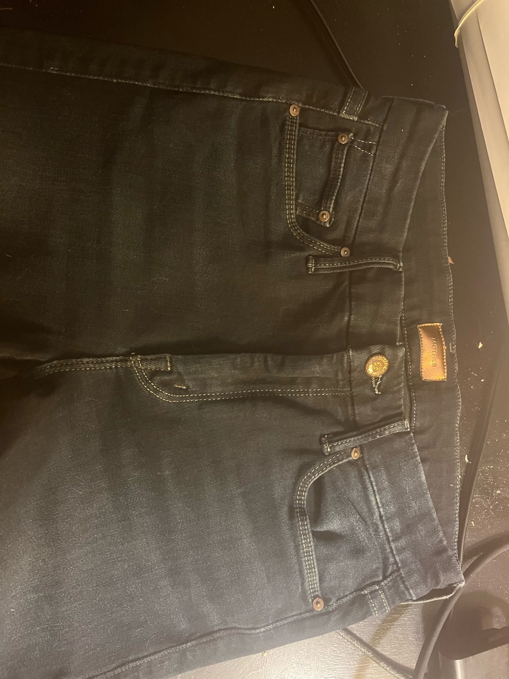 Mother Jeans The Looker Ankle Fray  - dark blue wash